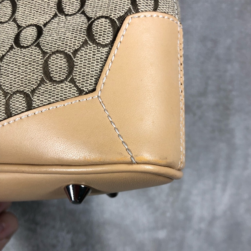 Vintage Oroton Monogram Canvas Shoulder Bag Tan Brown 90s Y2K Luxury Designer - Picture 4 of 14